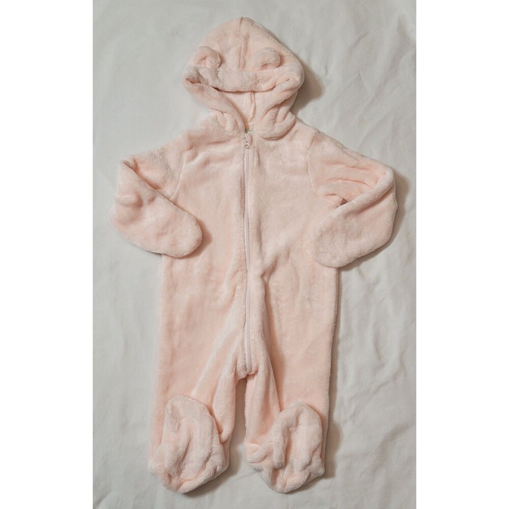 Baby Girl Bodysuit Size 6-9 Months First Impressions Hooded Pink Bear Ears